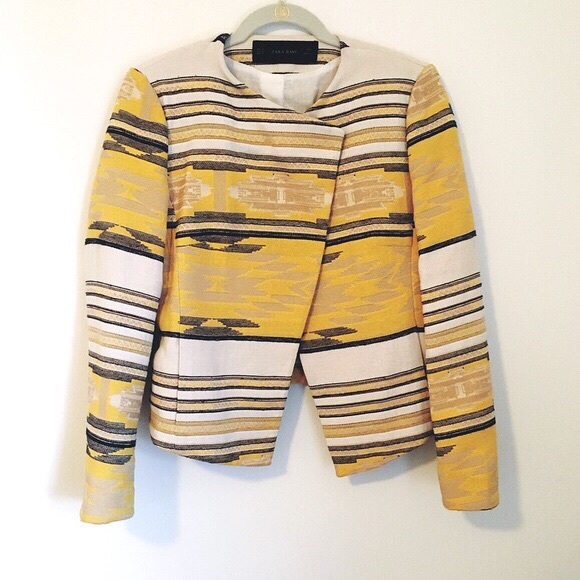 Zara Jackets & Blazers - Zara Aztec jacket bias lapel day-night flare Sz md